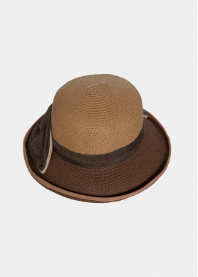 Brown hat with olive bow