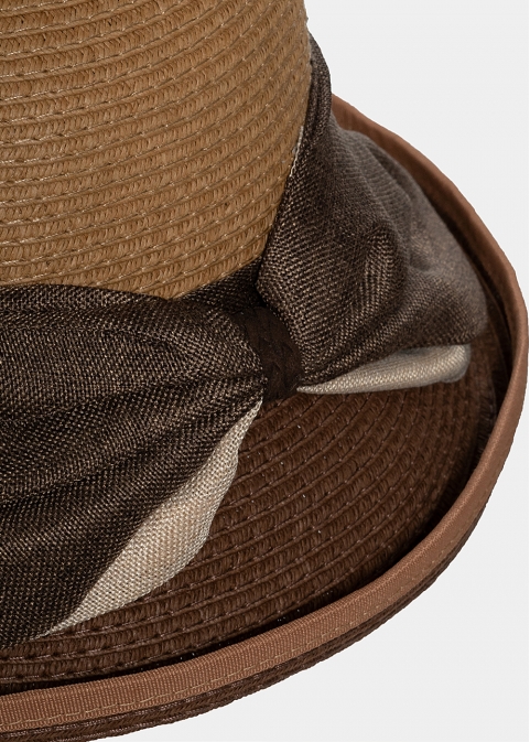 Brown hat with olive bow