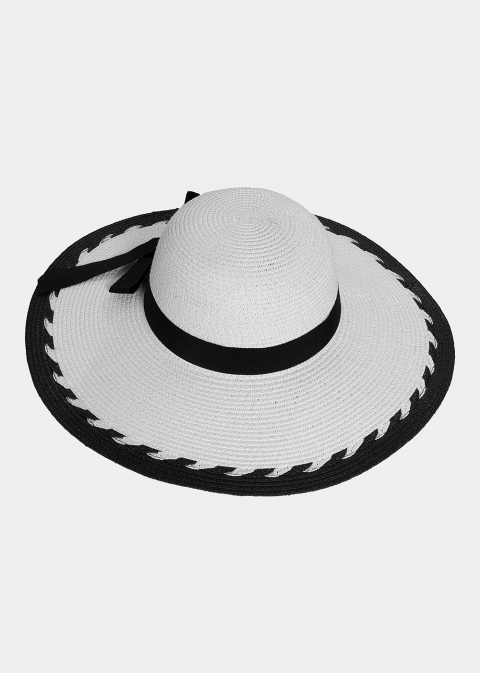 Ice white hat with black bow