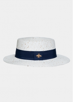 Ice white hat with sequins and blue strap 