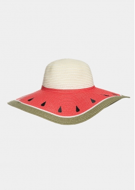 Ecru hat with watermelon design 