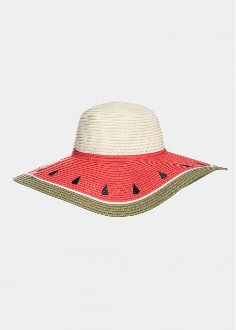Ecru hat with watermelon design 
