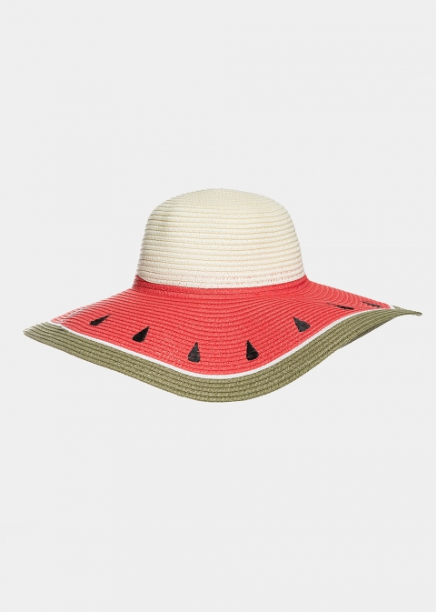 Ecru hat with watermelon design 