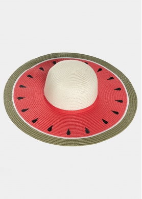 Ecru hat with watermelon design 