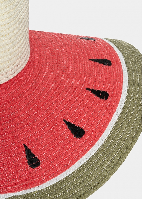 Ecru hat with watermelon design 