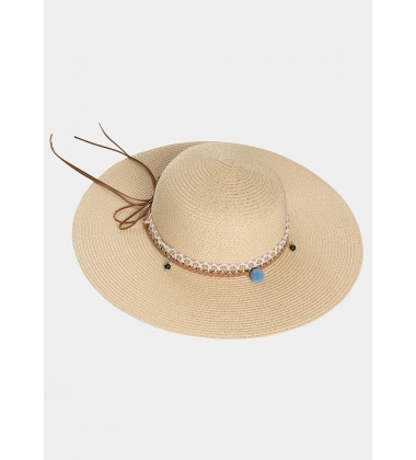Beige hat with boho strap 