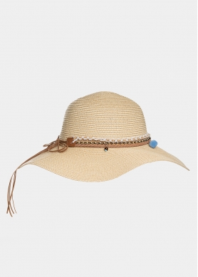 Beige hat with boho strap 