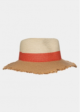 Brown, orange and beige hat 