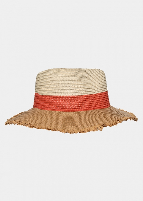 Brown, orange and beige hat 