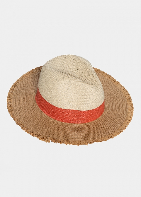 Brown, orange and beige hat 