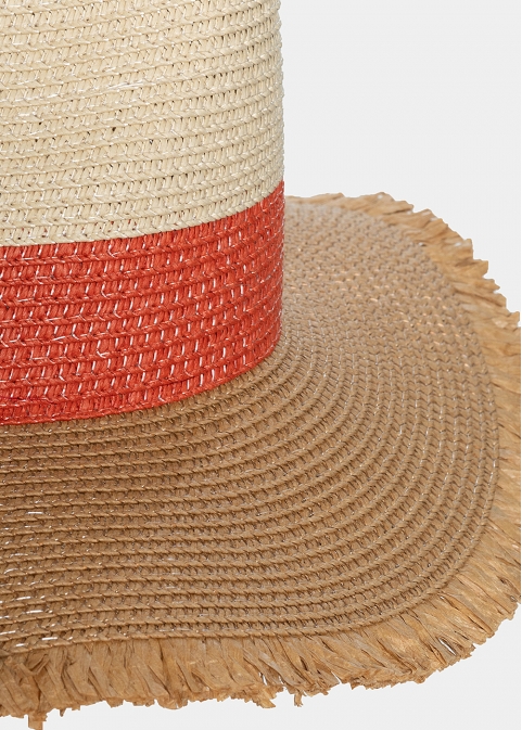 Brown, orange and beige hat 