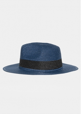 Blue Straw Panama with Black Stripe