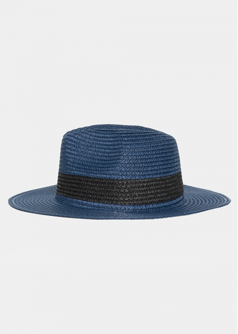 Blue Straw Panama with Black Stripe