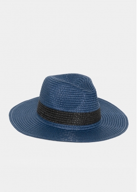 Blue Straw Panama with Black Stripe