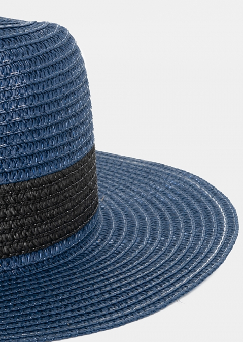 Blue Straw Panama with Black Stripe