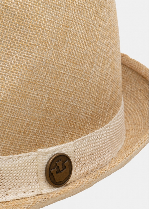 Beige fedora with ecru strap