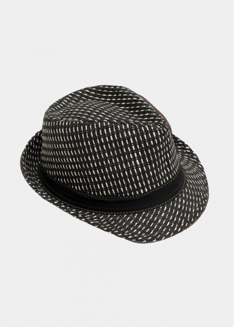 B&W fedora with black strap