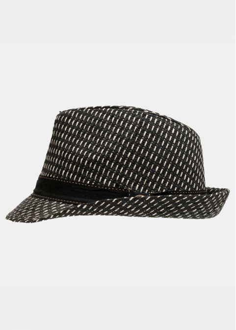 B&W fedora with black strap