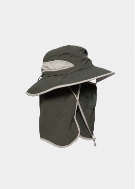 Olive active hat with neck protector 