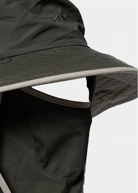 Olive active hat with neck protector 