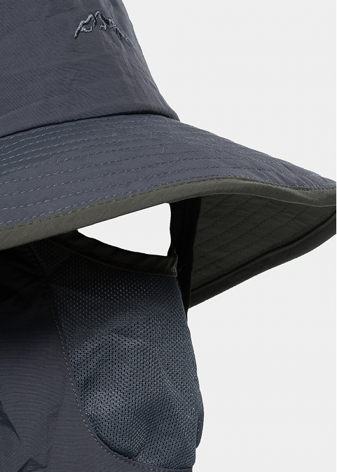 Grey active hat with neck protector 