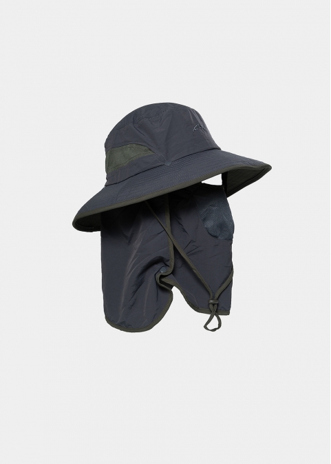 Grey active hat with neck protector 