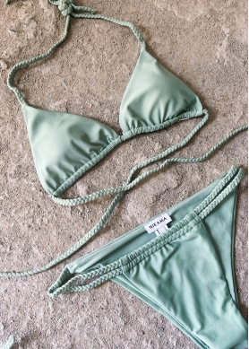 Braided Twist Around Bikini Swimwear - Olive Green