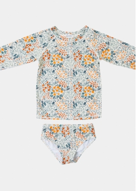 Girls Swimsuit Blouse & Slip w/ Flower Print