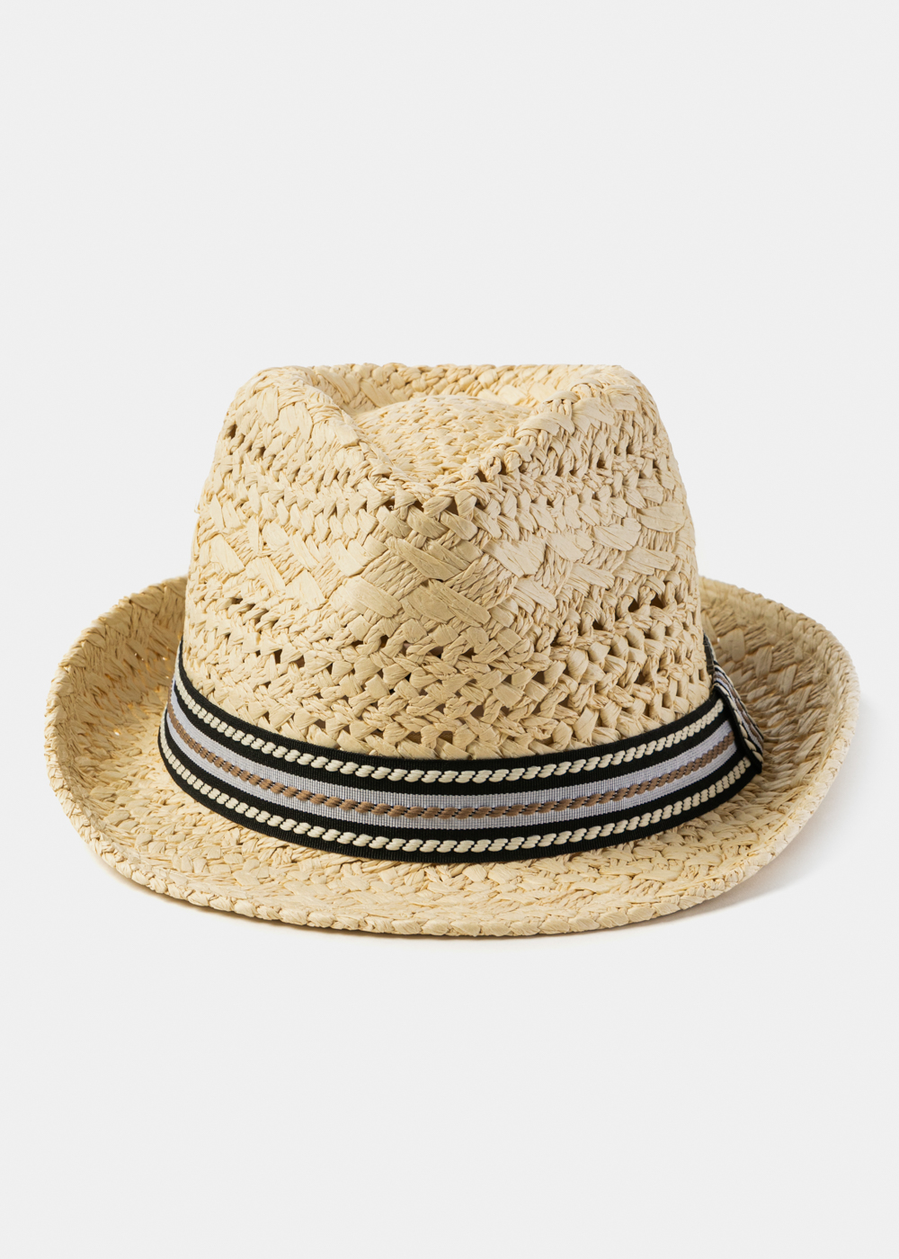 Beige Braided Fedora Hat