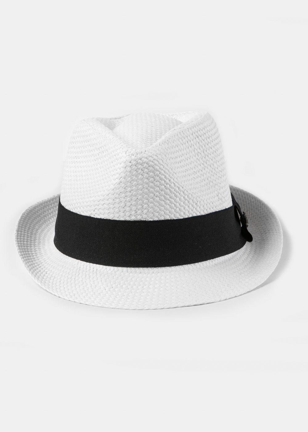 White Fedora Hat w/ black hatband 2