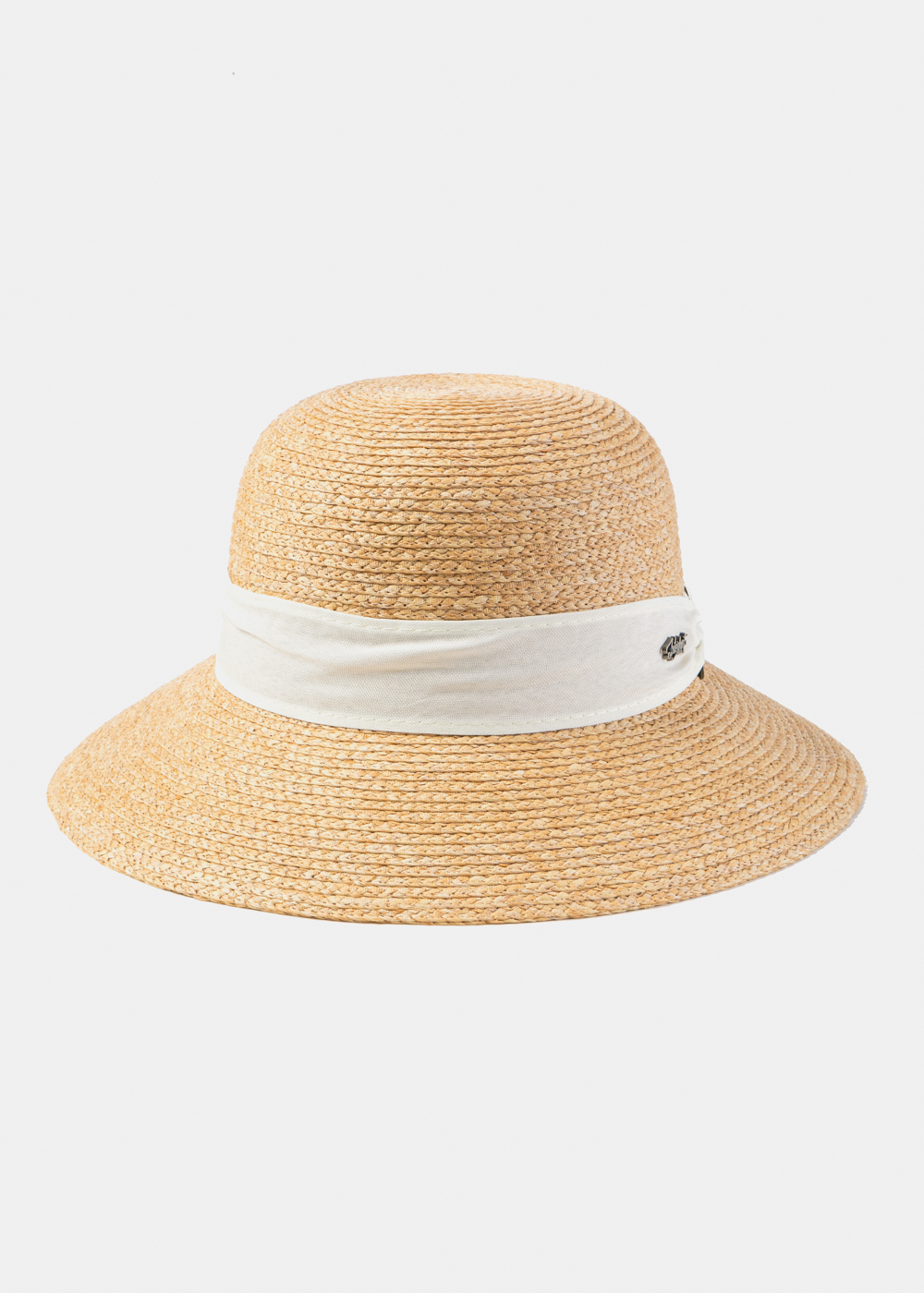Natural Raffia Hat w/ White Hatband