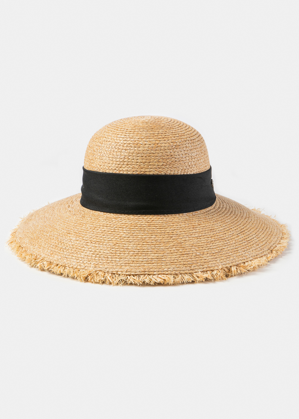 Natural Raffia Sun Hat w/ Black Ribbon