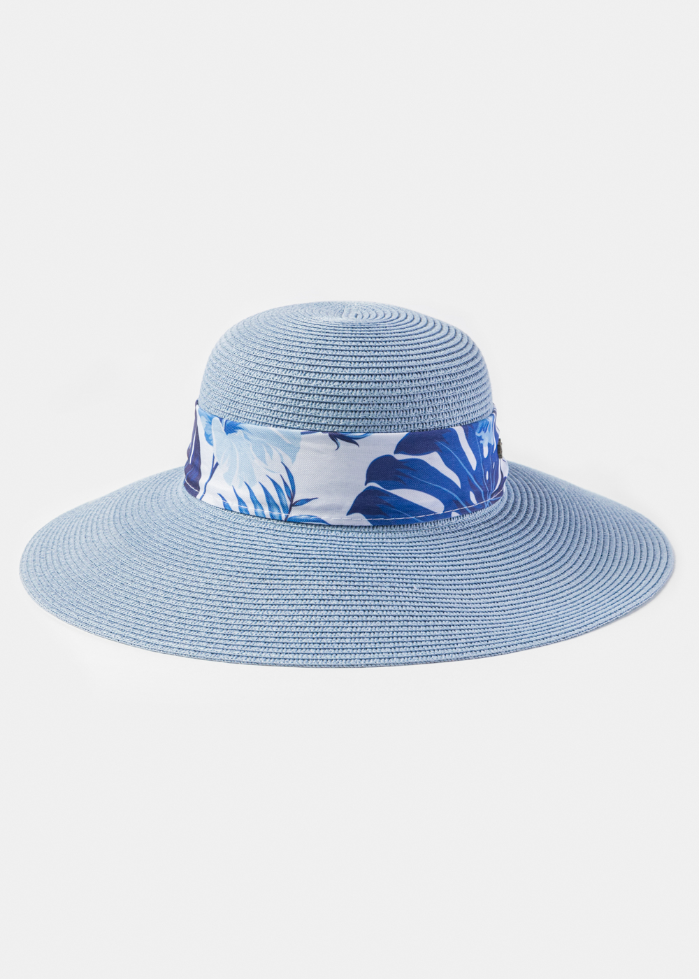 Light Blue Hat w/ Patterned Ribbon