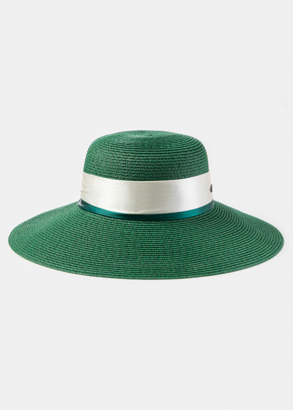 Dark Green Hat w/ Satin Ribbon