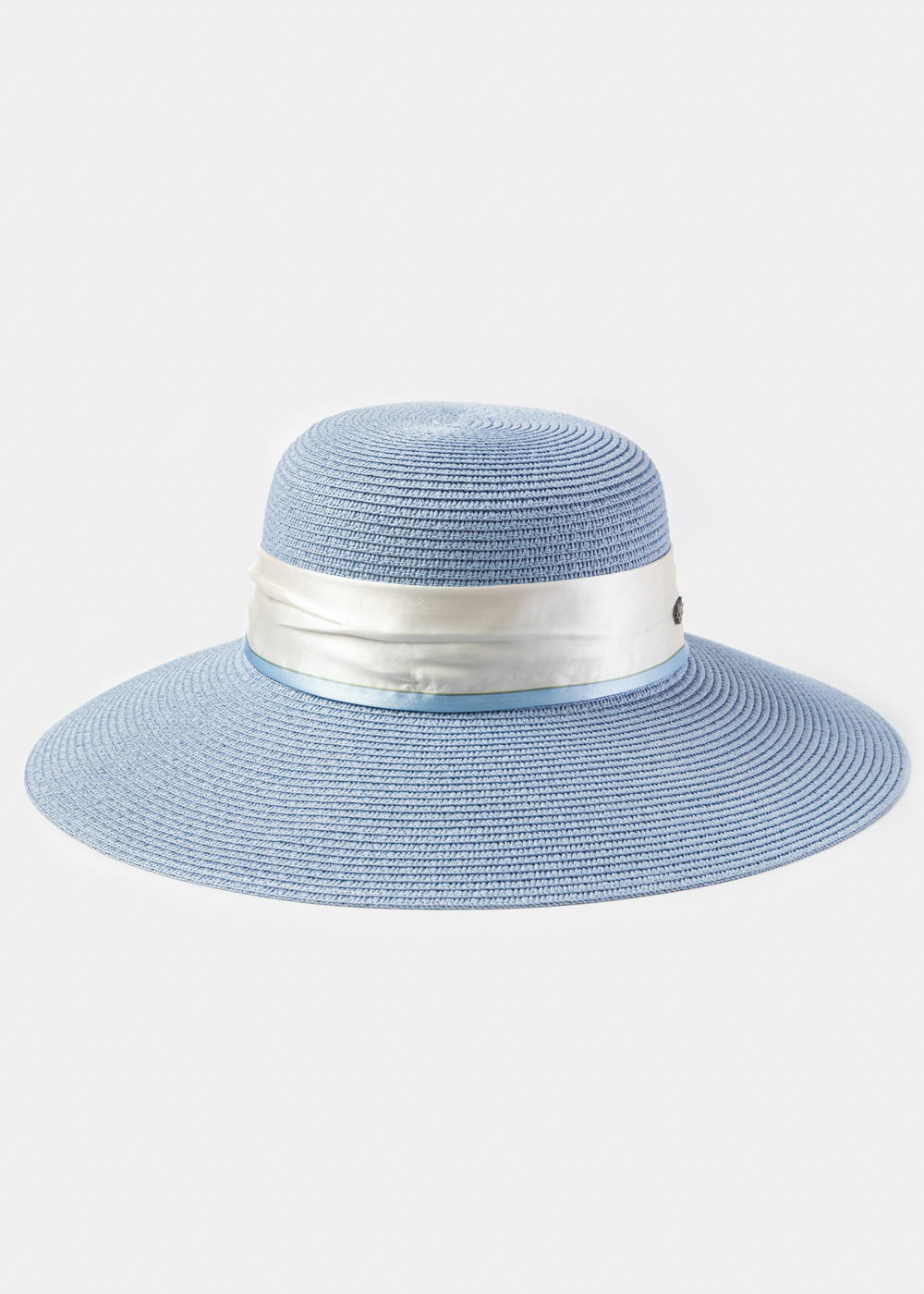 Light Blue Hat w/ Satin Ribbon