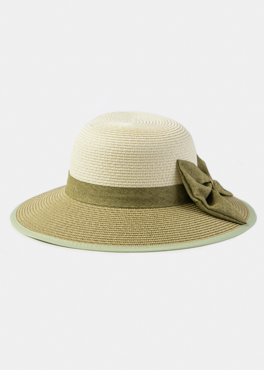 Olive & Beige Hat w/ Olive Bow