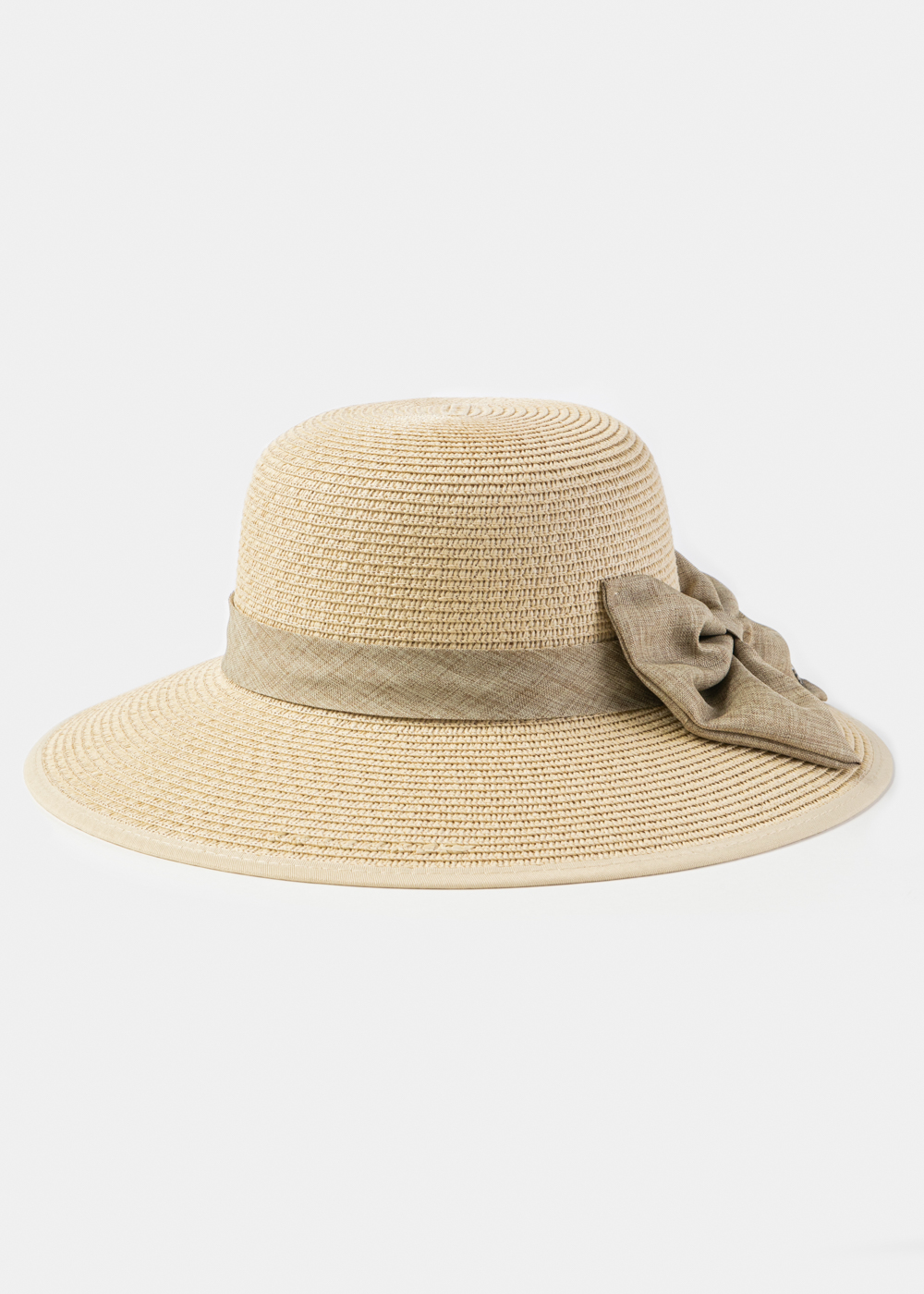 Beige Hat w/ Brown Bow