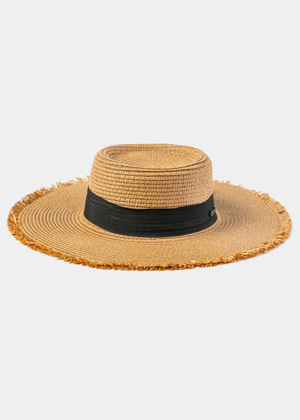 Brown Hat w/ Black Ribbon & Loose Strands