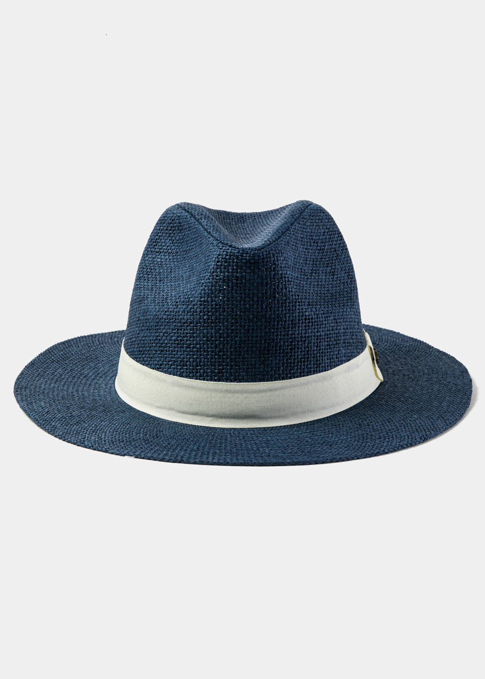 Blue Navy Panama Style Hat w/ Cream Hatband