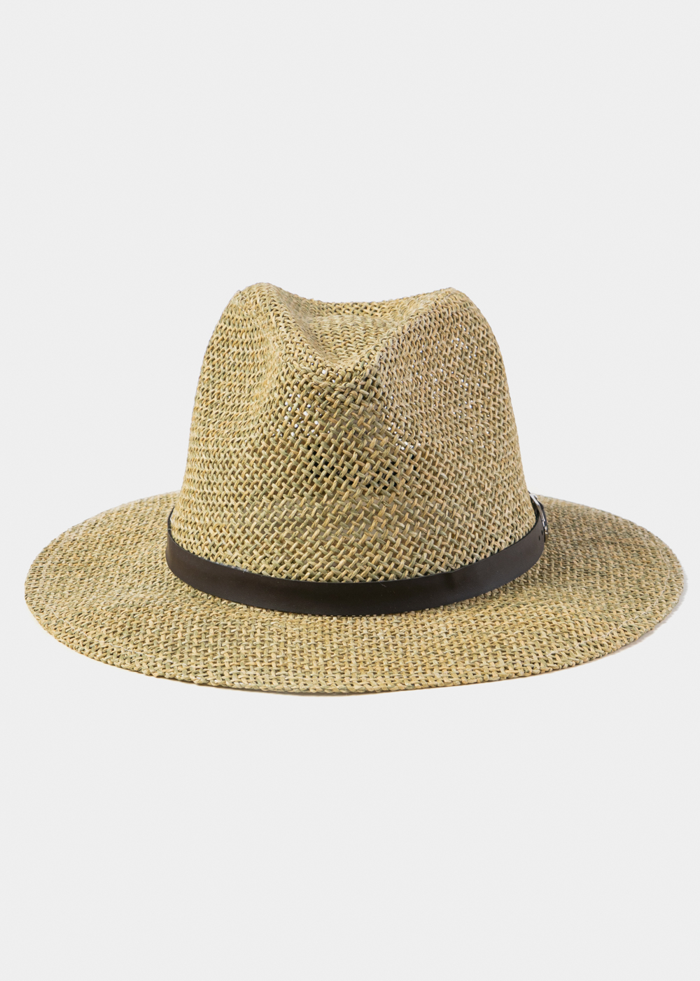 Brown Panama Style Hat w/ Leatherette Hatbelt