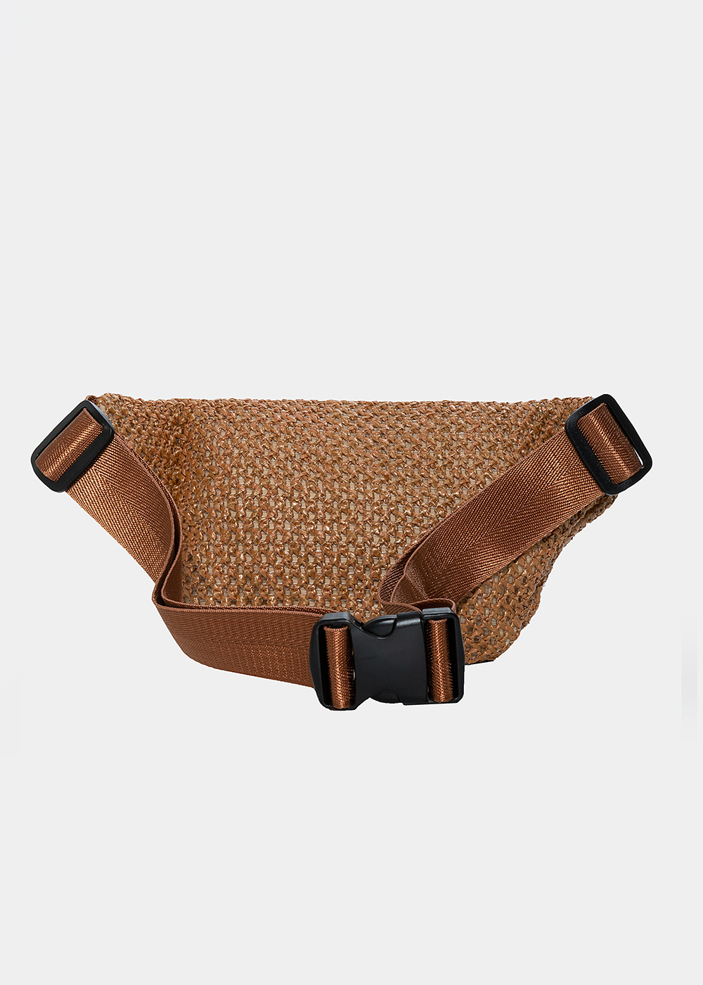 straw belt bag with fringes in brown 
