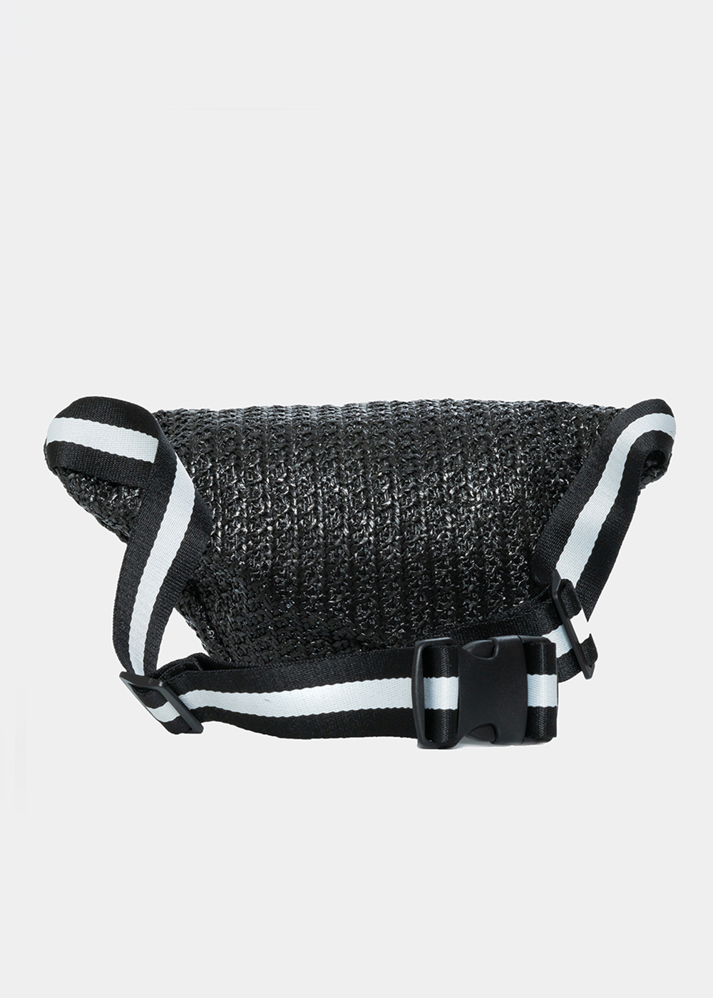 straw belt bag in black