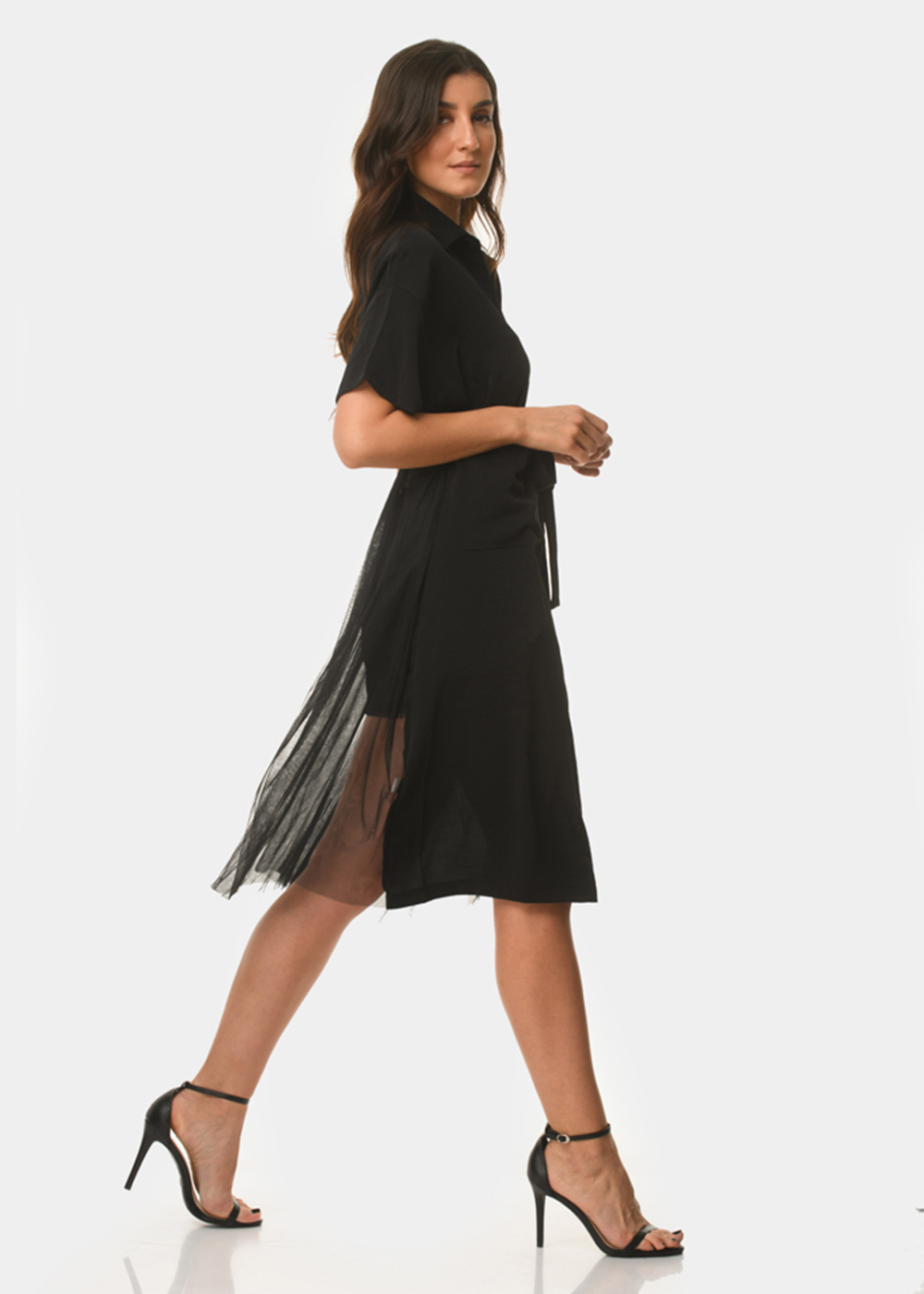 Black shirt-dress