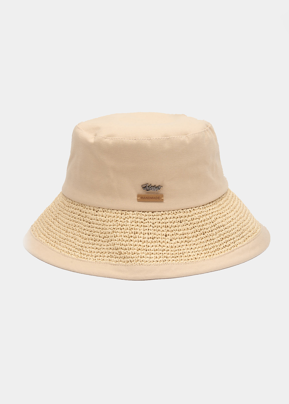 Beige Bucket Cotton & Straw Hat 