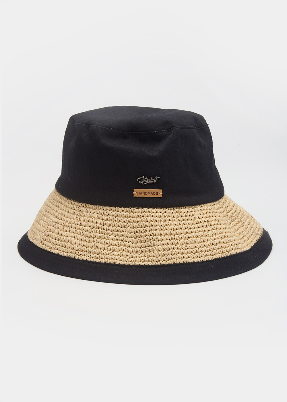 Black Bucket Cotton & Straw Hat 
