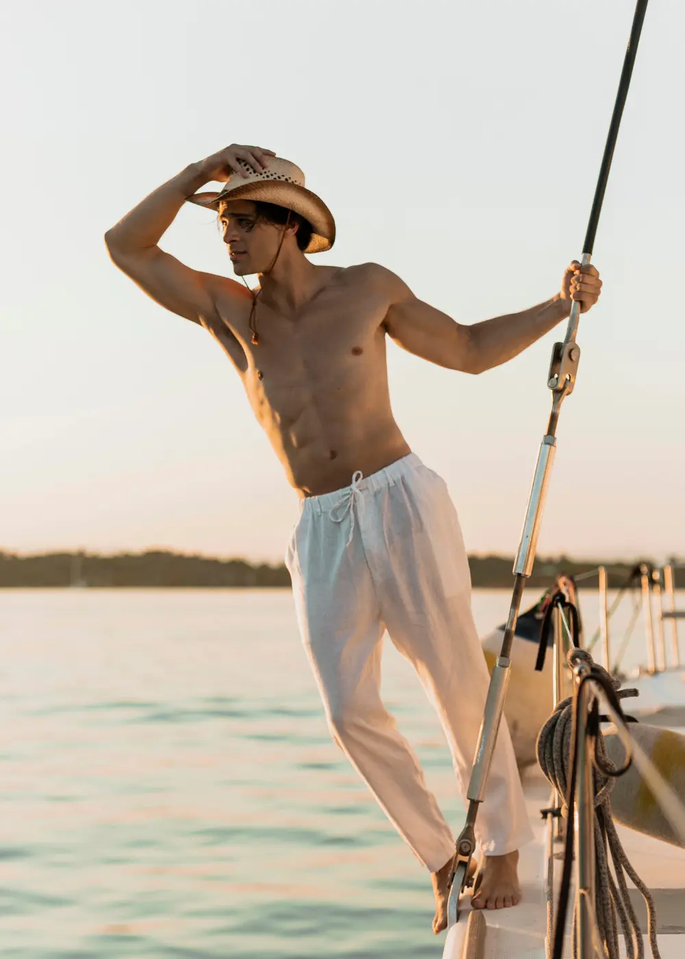 100% Linen White Long Pants