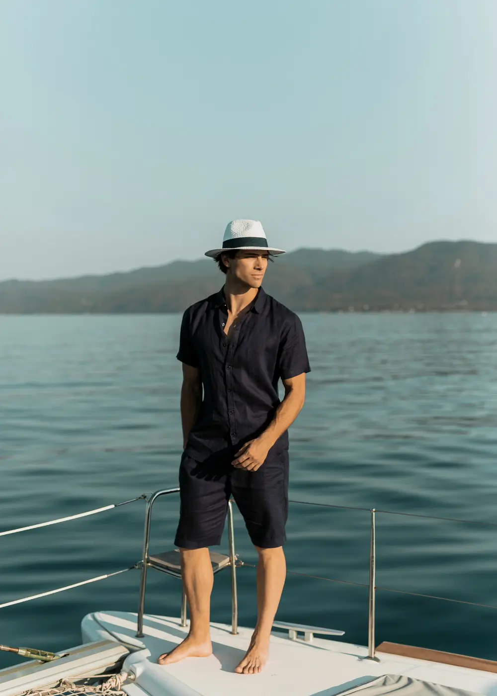 100% Linen Navy Blue Classic Shorts
