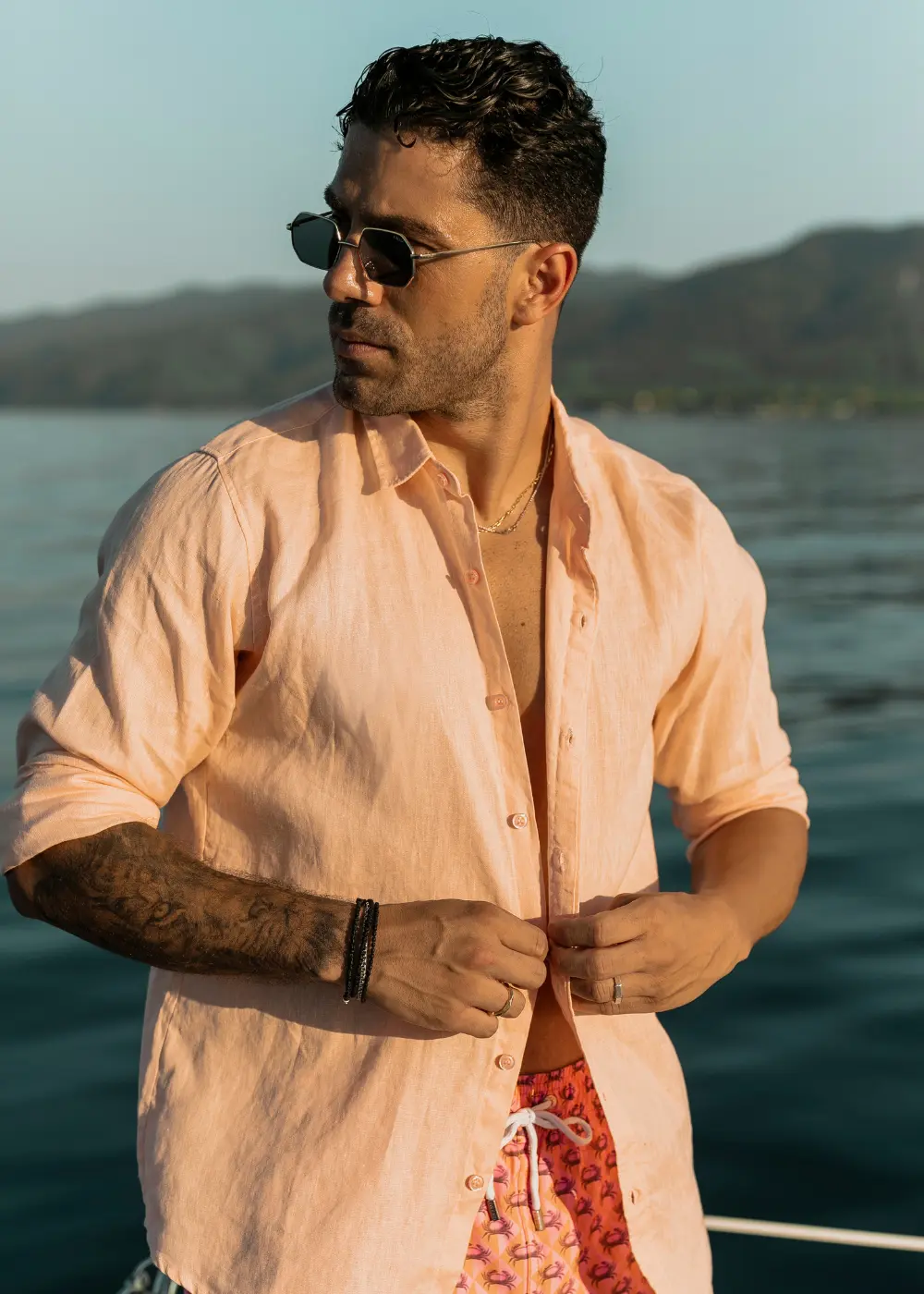 100% Linen Peach Shirt 