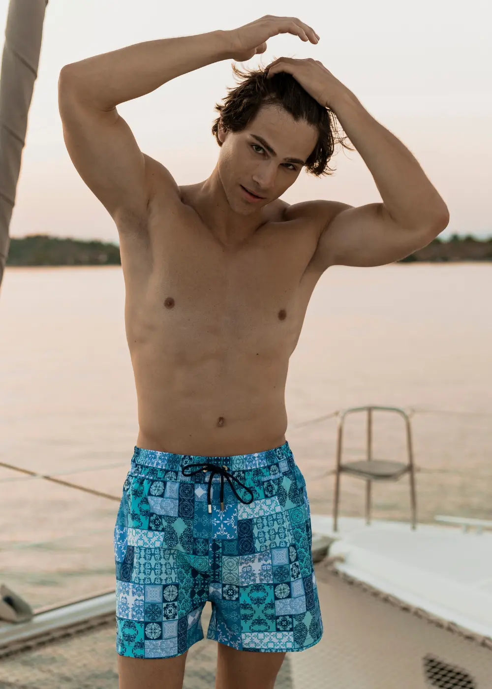 Blue Patterns Classic Men Swimwear