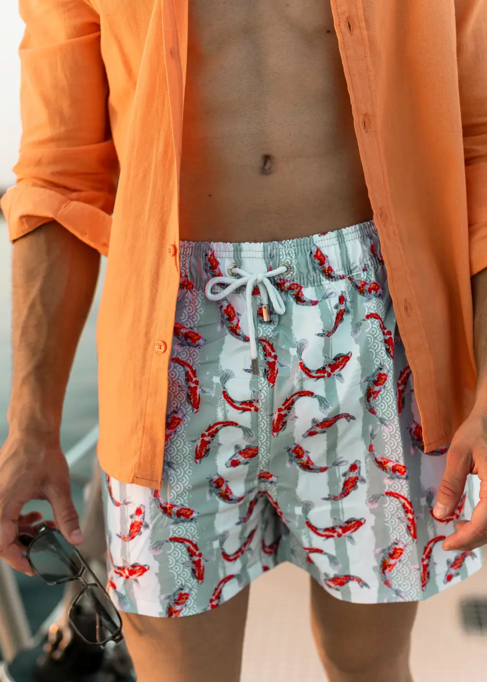 Red Koi Fishes Classic Men Swimwear